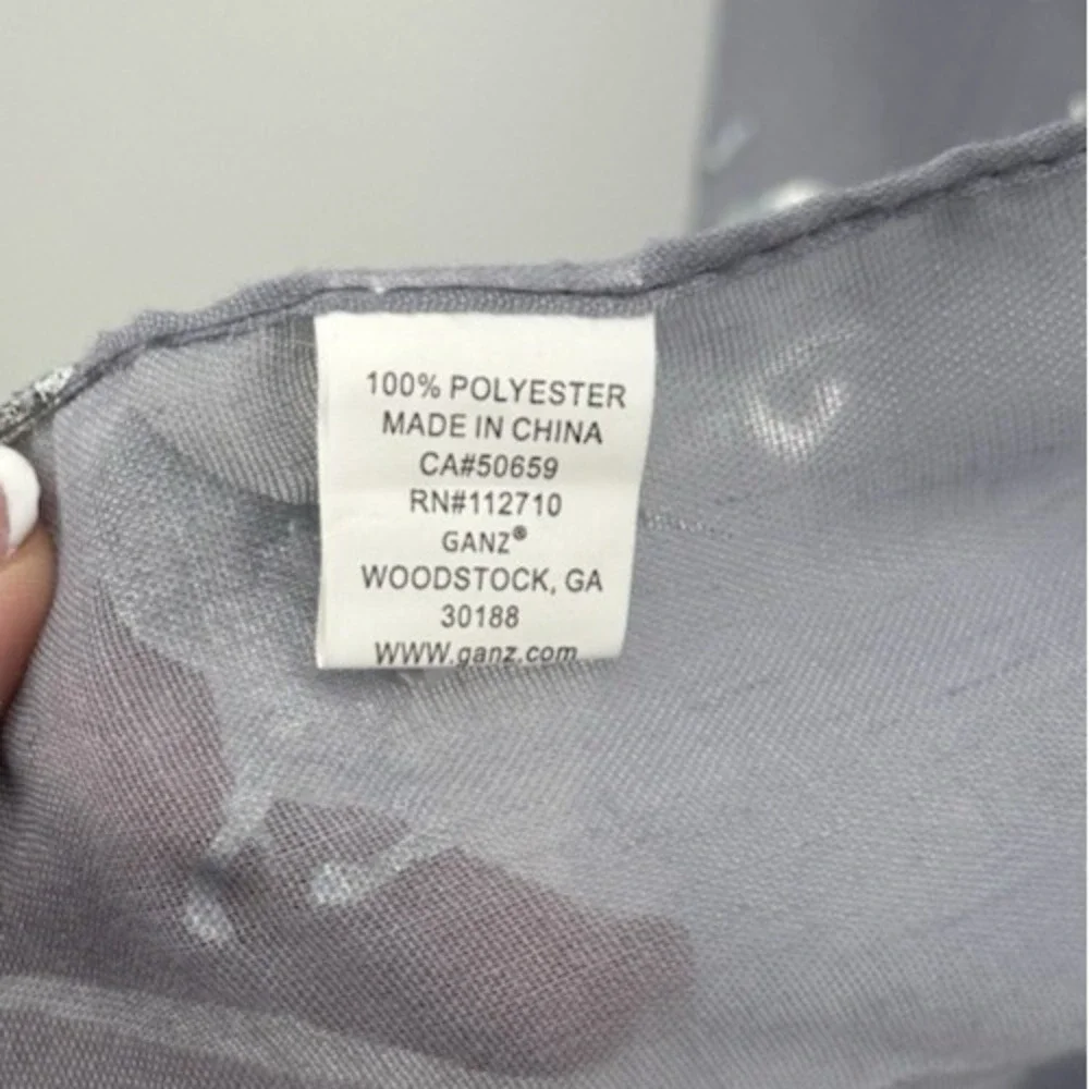 Ganz Grey Unicorn Scarf Iridescent Silver Foil Print Sheer Lightweight Wrap